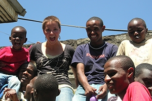 An AU student with Kenyans.