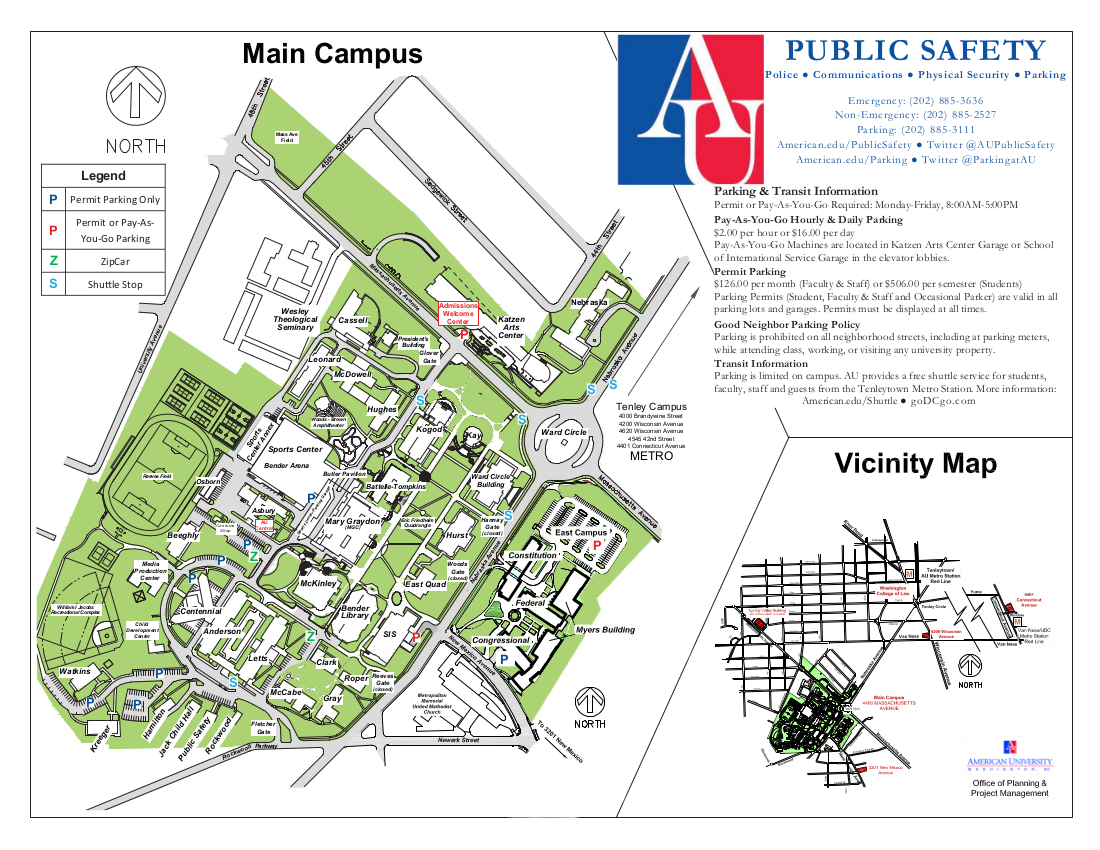 American University Campus Map Map Of The Usa With State Names