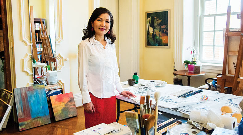 Yumi Hogan in her art studio