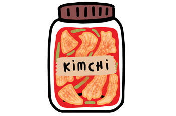 An illustrated jar of kimchi