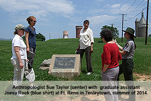 American University anthropologist Sue Taylor at Ft. Reno in Tenleytown, summer 2014. 