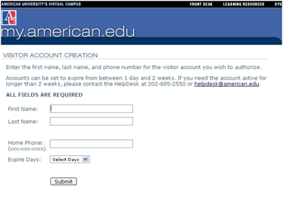 Visitor Account Creation Screenshot 1 Visitor Account Creation Screenshot 1