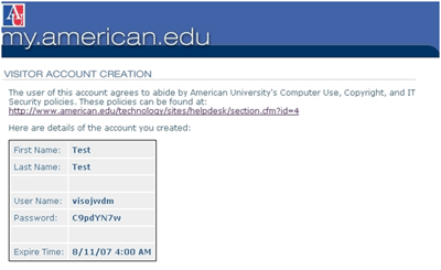 Visitor Account Creation Visitor Account Creation