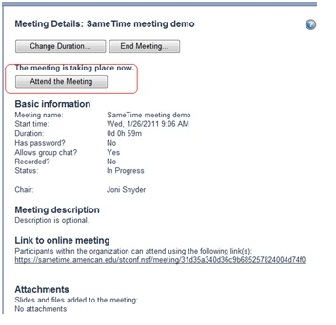 attend meeting screen