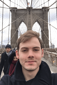 Selfie of Wes on the Brooklyn Bridge in New York City