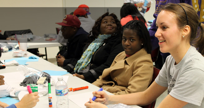 AU students serve at UPO during MLK Day of Service.
