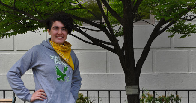 Undergrad Starr Brainard explores <br />sustainable landscaping for the AU Quad.