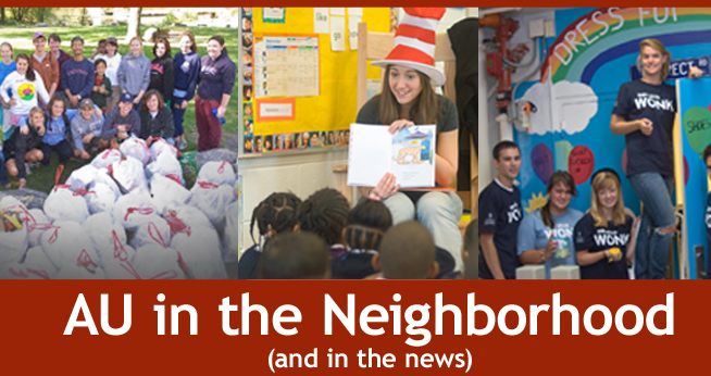 Washington Post, USA Today and other news outlets who have written about AU contributions to the local community.