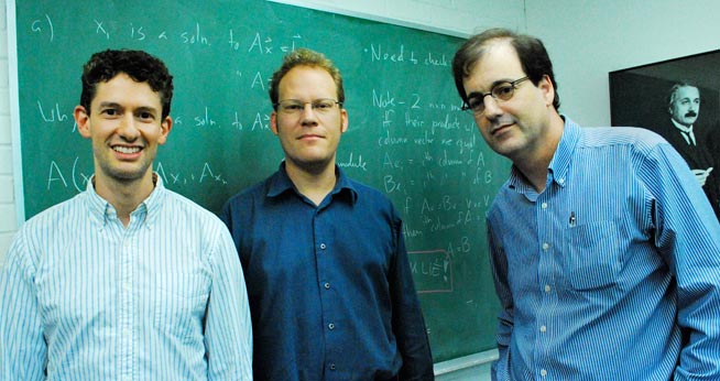 Math professors Joshua Lansky, Jeffrey Adler, and Jeffrey Hakim