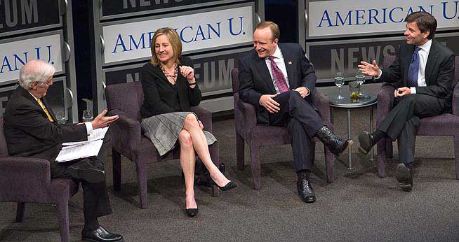 Dee Dee Myers, Paul Begala, and&nbsp; George Stepanopoulos joined SOC journalist-in-residence Nick Clooney for a screening and discussion of The War Room as part of the Reel Journalism film series