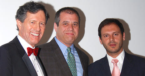 Professor Chris Palmer, right, at the award ceremony with Sony's Lou Gershenson. Sony sponsored a $1000 prize for the best environmental film. Brad Allgood, right, won for his film on Queen Conch.