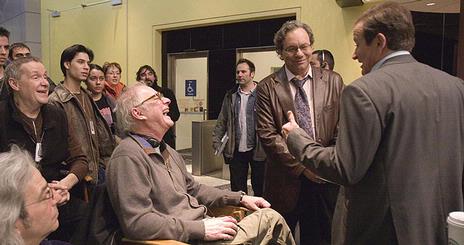Writer/Director Barry Levinson, with Lewis Black and Robin Williams on the set of Man of the Year