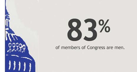 Photo illustration of the Capitol Building with text: 84% of Congress are male.