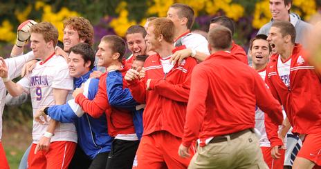 AU Men's Soccer Team Celebrates a Win