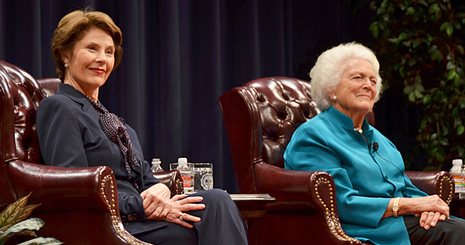 First ladies Laura and Barbara Bush