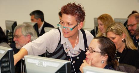 Professor leading group training