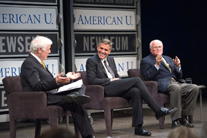 NIck and George Clooney with Bill Small at Reel Journalism Event held with SOC partner the Newseum