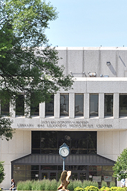 Exterior of Bender Library on AU's main campus