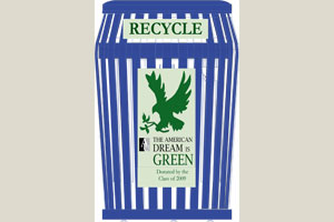 Rendering of recycling cans to be donated by the class of 2009.