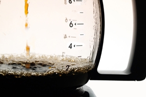 coffee drips into a carafe