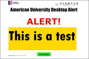 Screenshot of AU Desktop Alert
