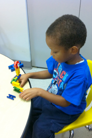 Boy playing with blocks