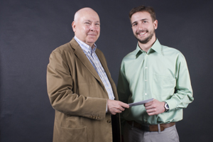 American University School of Communication Dean Larry Kirkman and David Coffey, winner of the first AU-Associated Press Foreign Internship
