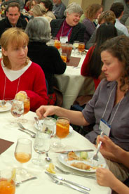 Faculty eating together