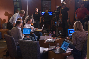 ZDF German Television filming in AU's Mary Graydon Center on Election Night.