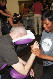 Chair massage at a wellness event