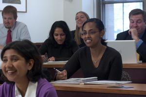 Working professionals in a classroom