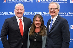 Jennifer Lawless with John King, left, and Richard Fox, right