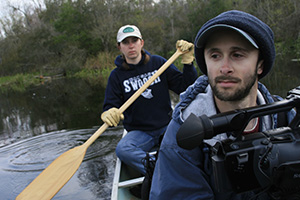 Student Danny LeDonne films while on locatin as part of Classroom in the Wild