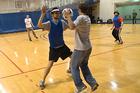 SPA students play budgetball in Bender Arena.