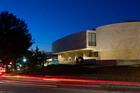 Katzen Arts Center at night