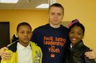 Joshua Worger with his two mentees that he worked with during community service on Facilitating Youth in Leadership.