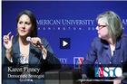 Video still of Democratic Strategist Karen Finney at American University's American Forum.