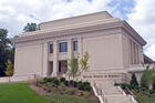 View of completed Kogod School of Business building expansion from Massachusetts Avenue.
