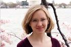 Kristen Lyon, intern at the U.S. Department of Defense, poses in front of the Jefferson Memorial.