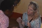 Katie Holton talking with Kenyan villager