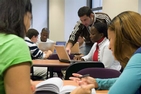Kogod students working in a student lounge