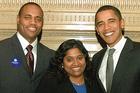 Photo: Esther Benjamin with husband Tim Webb and President Barack Obama