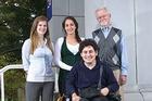 From left, Liz Calka, Sonia Tabriz, Chris Miller, and Professor Robert Johnson