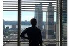 Photo: Bobby Allyn at the New York Times building, where he worked this summer as an intern.