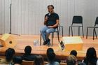 Photo: Bobby McFerrin on stage at the College of Arts and Sciences' Arts 360 Initiative.