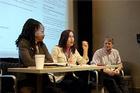 Left to right, Denise Rolark Barnes of The Washington Informer and Mc Nelly Torres, freelance journalist, Brant Houson of University of Illinois at Urbana-Champaign