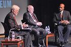 Nick Clooney posed tough questions to panelists Floyd Abrams, a First Amendment lawyer who appears in the film, and SOC Ethics Professor John Watson, about the decision by the movie’s main character not to reveal a confidential source. 