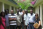 Kogod students Krissa Lum, Joe Sidari, and Fadel Kane in Senegal researching tomato agribusiness.