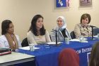 Photo from left: Kelly Pemberton, Diya Agha, Salma Elkadi Abugideiri, and Alma Jadallah at the SIS event, “Engaged Conversations”