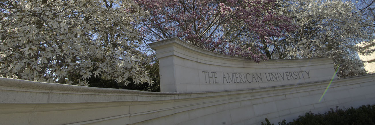 AU sign with cherry blossoms